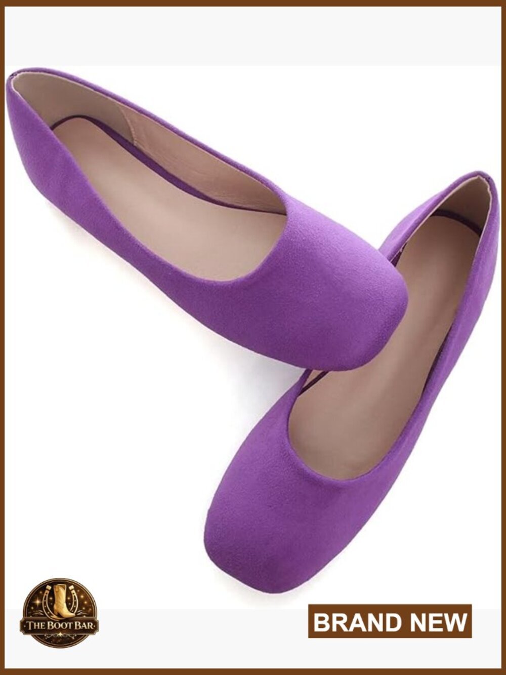 Square Toe Ballet Flats Suede Loafers Slip-On Comfortable Work Shoes